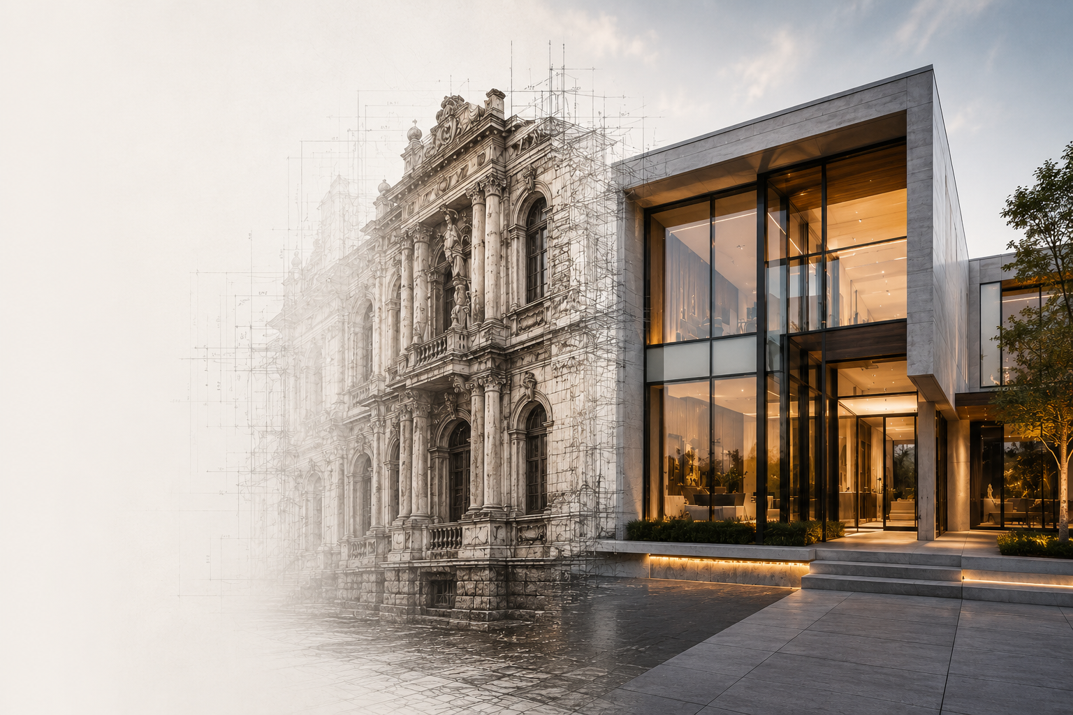 Historic building transformed into modern architecture